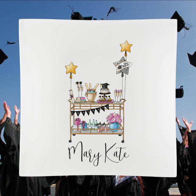 Bar Cart Class of Script Personalized Graduation Napkin (Creator Uploaded)