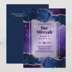 BAR CARTES MITZVAH Ciel céleste Blue Galaxy Gold