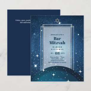 BAR CARTES MITZVAH Ciel céleste Blue Galaxy Gold