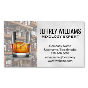 Bar   Cocktail Drink Magnetic Business Card