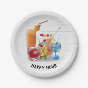 Bar Cocktails On Wood Paper Plate