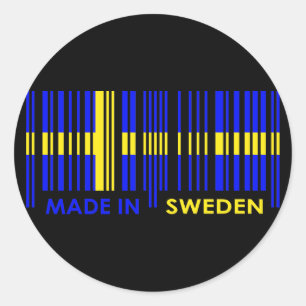 Bar Code Flag Colours SWEDEN Design Classic Round Sticker