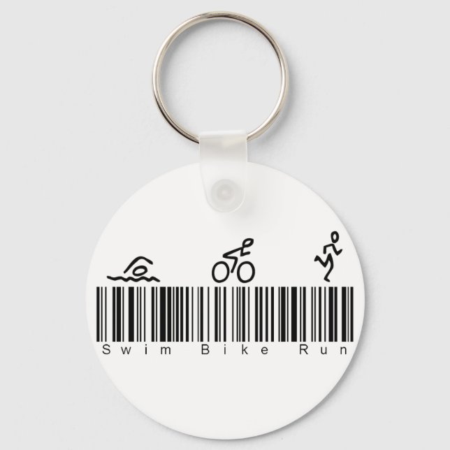 Bar Code Swim Bike Run Keychain (Front)