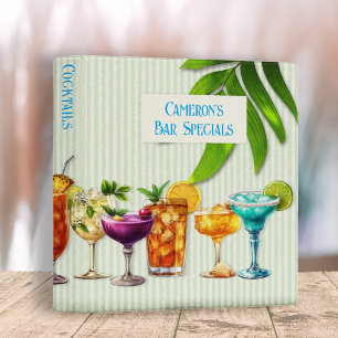 Bar Drinks Tropical Cocktails Custom Binder