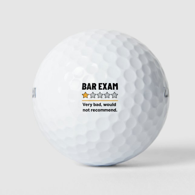 Bar Exam Funny 1 Star Very Bad Would Not Recommend Golf Balls (Front)