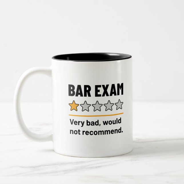 Bar Exam Funny 1 Star Very Bad Would Not Recommend Two-Tone Coffee Mug (Left)
