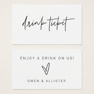 Bar Free Drink Ticket Wedding Card Reception
