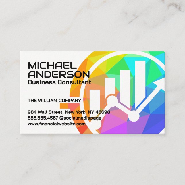 Bar Graph Line Chart | Financial Business Card (Front)
