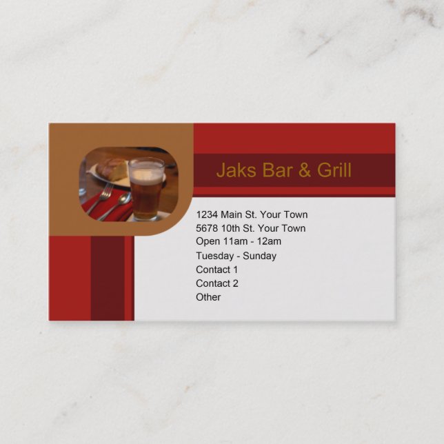 Bar & Grill Business Card (Front)