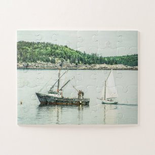 Bar Harbor Maine Boats Oversized Jigsaw Puzzle