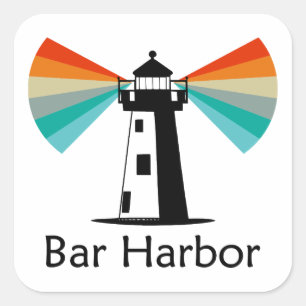 Bar Harbor Maine Lighthouse Rainbow Square Sticker