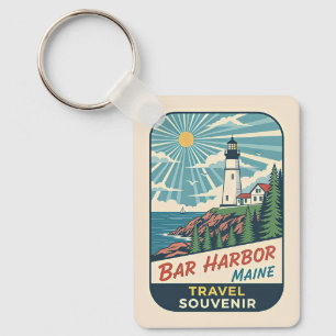 Bar Harbor, Maine Retro Lighthouse 1950s Keychain