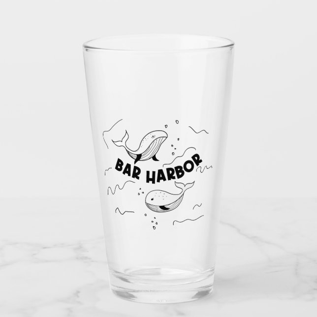 Bar Harbor Maine Whales Glass (Front)