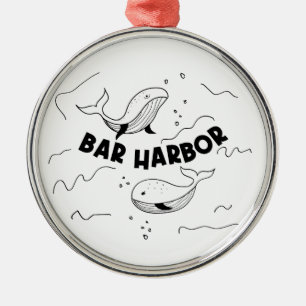 Bar Harbor Maine Whales Metal Ornament
