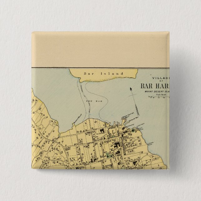 Bar Harbour 2 Inch Square Button (Front)