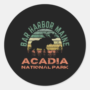 Bar Harbour Acadia National Park Maine Moose Hikin Classic Round Sticker