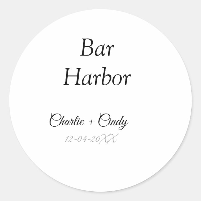Bar Harbour bachelorette party bridesmaid wedding  Classic Round Sticker (Front)