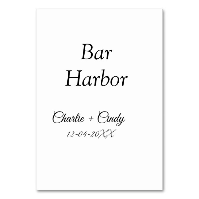 Bar Harbour bachelorette party bridesmaid wedding  Table Number (Front)