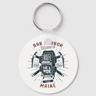 Bar Harbour Maine Backpack Gear Retro Travel Keychain