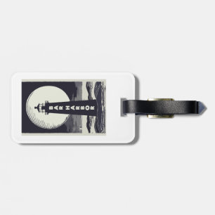 Bar Harbour Maine Lighthouse Moon Luggage Tag