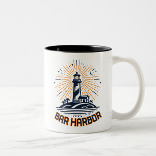 Bar Harbour Maine Lighthouse Sunrise Two-Tone Coffee Mug