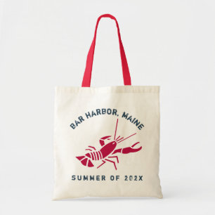 Bar Harbour, Maine Lobster Custom Year Souvenir Tote Bag
