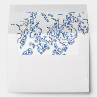 Bar Harbour Maine Map White Wedding Envelope