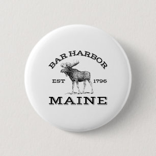 Bar Harbour Maine Moose Hiking Outdoors Acadia Nat 2 Inch Round Button