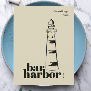 Bar Harbour Maine scribbled lighthouse Postcard