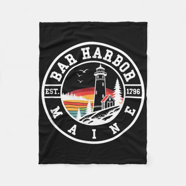 Bar Harbour - Maine - Throwback Design - Clic  Fleece Blanket (Front)