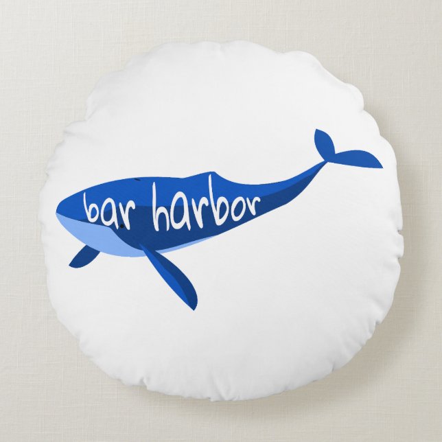 Bar Harbour Maine Whale Round Pillow (Front)