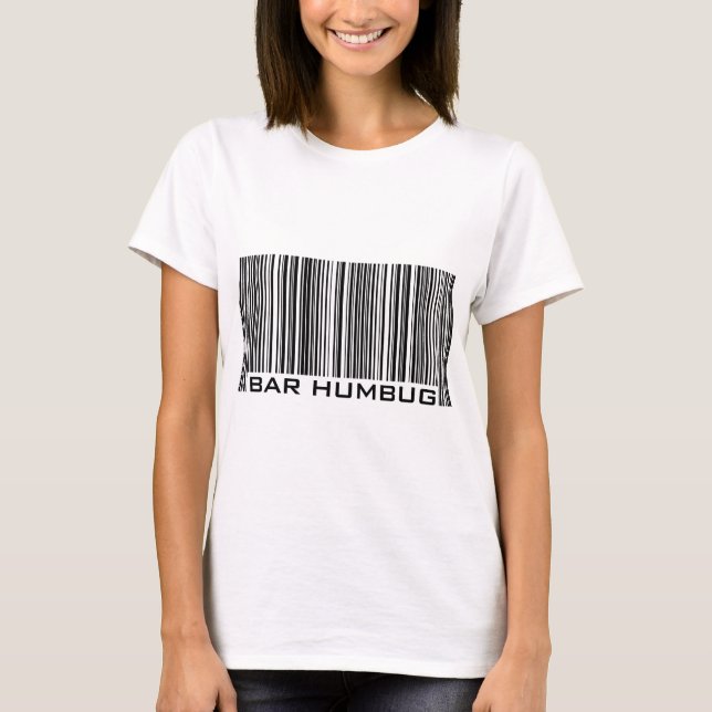 Bar Humbug (Bah Humbug) Anti-Christmas Bar Code T-Shirt (Front)