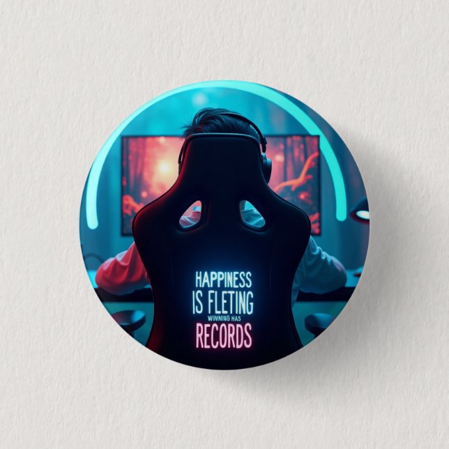 Bar Mat: Winning has Records 1 Inch Round Button (Front)