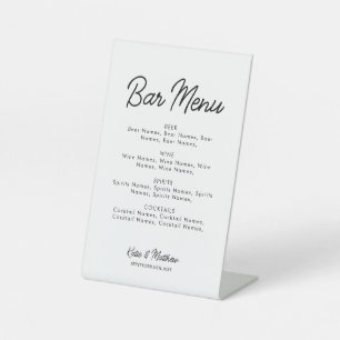 Bar Menu Alcohol Drinks Wedding Minimalist Pedestal Sign