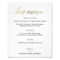 Bar Menu Choose Your Size