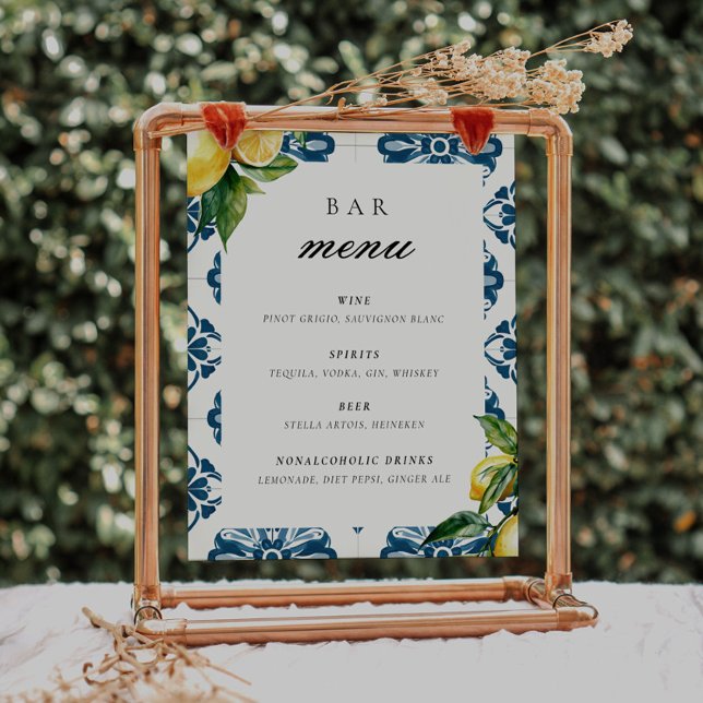 Bar Menu Lemon Positano Wedding Table Sign (Creator Uploaded)