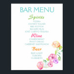 Bar menu sign - wedding party watercolor flowers<br><div class="desc">Elegant wedding sign with a cute watercolor flowers decor at the bottom.</div>