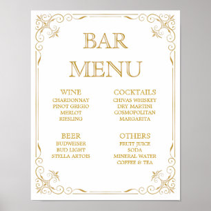 Bar Menu Wedding Sign Gatsby Art Deco