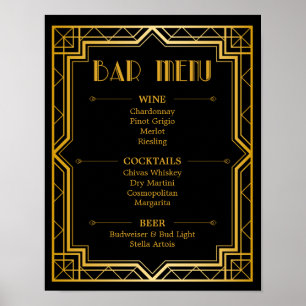 Bar Menu Wedding Sign Gatsby Art Deco