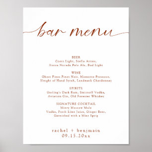 Bar Menu Wedding Terracotta Rust Fall Minimal Poster