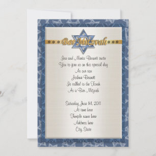 Bar Mitvah invitation formal blue