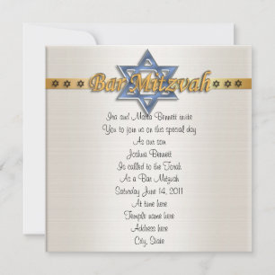 Bar Mitvah invitation formal blue Star of David