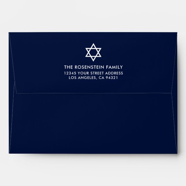 Bar Mitzvah and Bat Mitzvah Blue Invitation Envelope (Back (Top Flap))