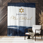 Bar Mitzvah Backdrop | Blue Watercolor Abstract Tapestry<br><div class="desc">Elevate your Bar Mitzvah celebration with our stunning Gold Foil Blue Watercolor Abstract Backdrop. This beautifully designed piece is easy to personalize, allowing you to create a unique atmosphere that reflects your celebration's theme. Designed by CaMiDesigns, this backdrop is perfect for photo opportunities and adds a touch of elegance to...</div>