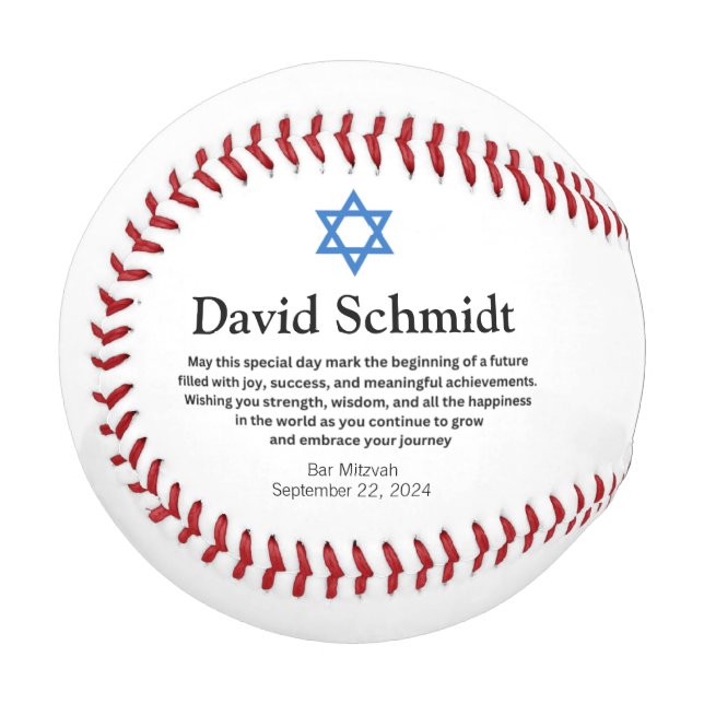 Bar Mitzvah Baseball Gifts for Boys (Front Left)
