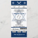 Bar Mitzvah Baseball Ticket Invitation<br><div class="desc">Navy Blue, White and Grey Baseball Ticket with the Star of David for your Bar Mitzvah Invitation. Two football helmets for your initials and centre Star of David in a faded blue colour. If you need a different colour combination or any other design changes please email paula@labellarue.com BEFORE CUSTOMIZING OR...</div>