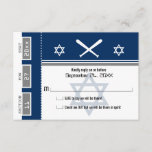 Bar Mitzvah Baseball Ticket RSVP<br><div class="desc">Navy Blue and Grey Baseball Ticket with the Star of David for your Bar Mitzvah / Bat Mitzvah RSVP card. Two baseball bats and centre Star of David in a faded blue colour. If the colour scheme is not what you wanted please email paula@labellarue.com BEFORE PLACING AN ORDER so a...</div>
