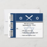 Bar Mitzvah Baseball Ticket RSVP Invitation<br><div class="desc">Navy Blue and Grey Baseball Ticket with the Star of David for your Bar Mitzvah / Bat Mitzvah RSVP card. Two baseball bats and centre Star of David in a faded blue colour. If the colour scheme is not what you wanted please email paula@labellarue.com BEFORE PLACING AN ORDER so a...</div>