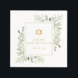 Bar Mitzvah, Bat Mitzvah Watercolor Greenery  Napkin<br><div class="desc">Featuring delicate watercolor leaves and an elegant gold star of David,  this chic Bar Mitzvah / Bar Mitzvah napkin can be personalised with your special event information. Designed by Thisisnotme©</div>