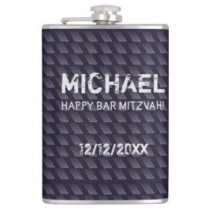 Bar Mitzvah Birthday Modern Pattern Hip Flask